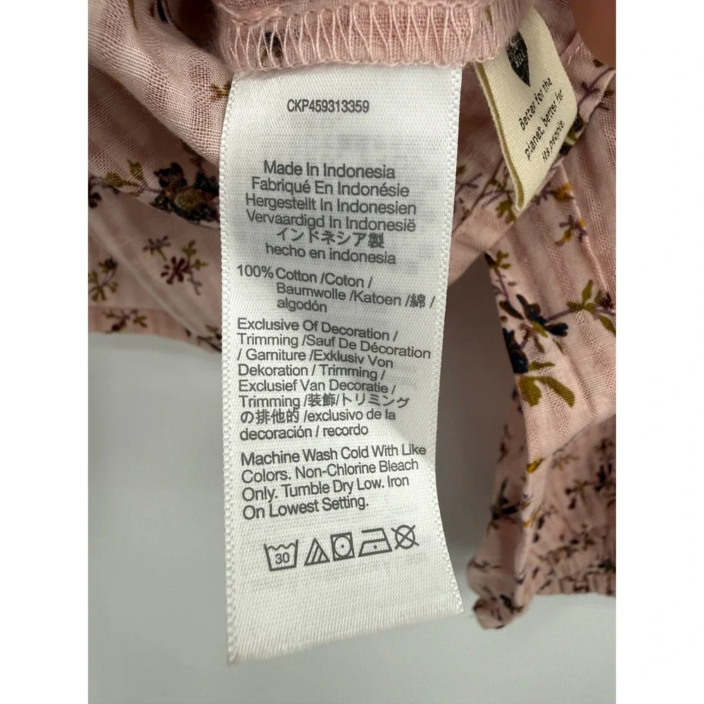 Madewell Shirt XXL Pink Floral Peplum Smocked Waist Long Sleeve Cotton NEW - Picture 4 of 8